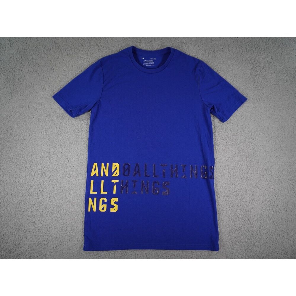Under Armour Shirt Mens Small Blue Short Sleeve Crew‎ Neck I Can Do All Things